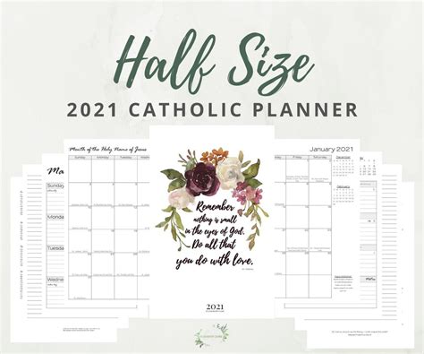 Sundays and solemnities are in capitals. 2021 Half Size Catholic Planner Printable - elizabeth clare