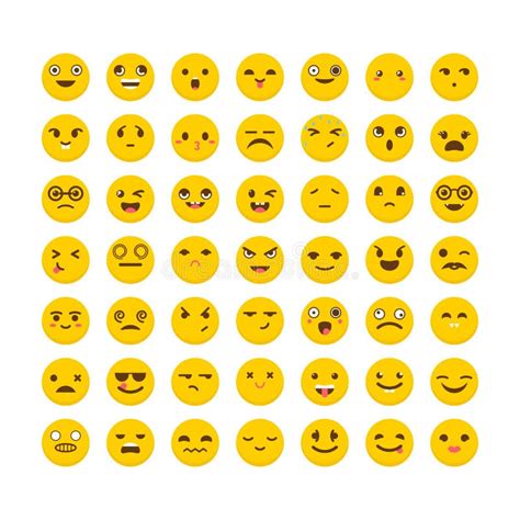 Set Of Emoticons Big Collection With Different Expressions Stock