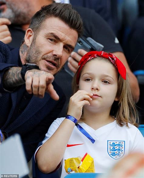 David Beckham Shares A Kiss With Daughter Harper As They Support The