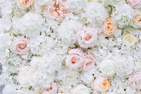 Flowers Wall Background White Roses Stock Photo Containing Abstract And