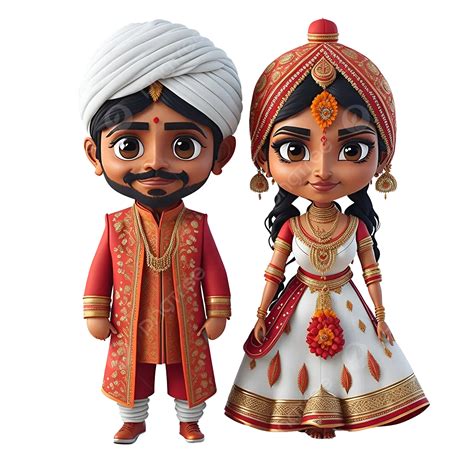 3d Cartoon Indian Wedding Couple Indian Couple Indian Wedding Couple