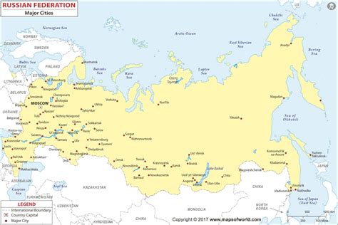 Russia Major Cities Wall Map By Maps Of World Mapsales