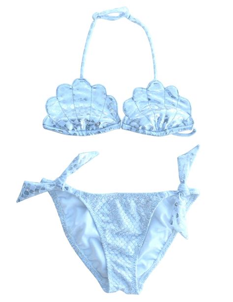 Mermaid And Shinny Print Bikini Size 6y Color Silver