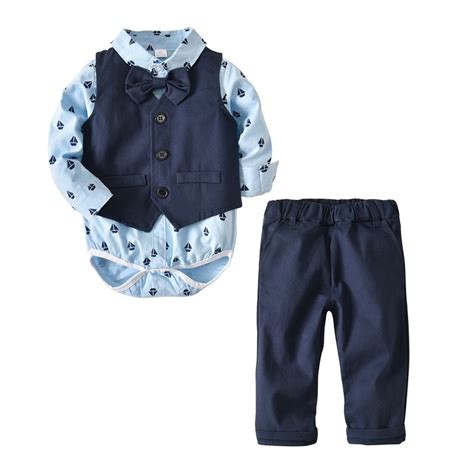 Baby Boy Clothes Cheap Fashion Romer Vest Pants Bow Tie 4 Pieces Pack