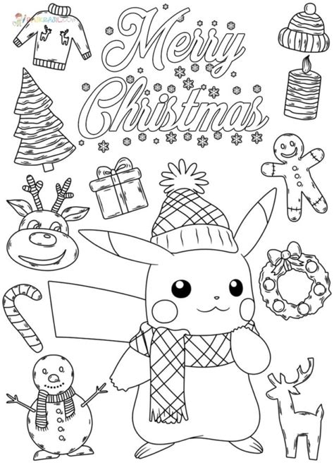 Pokemon Christmas Coloring Pages Sketch Coloring Page