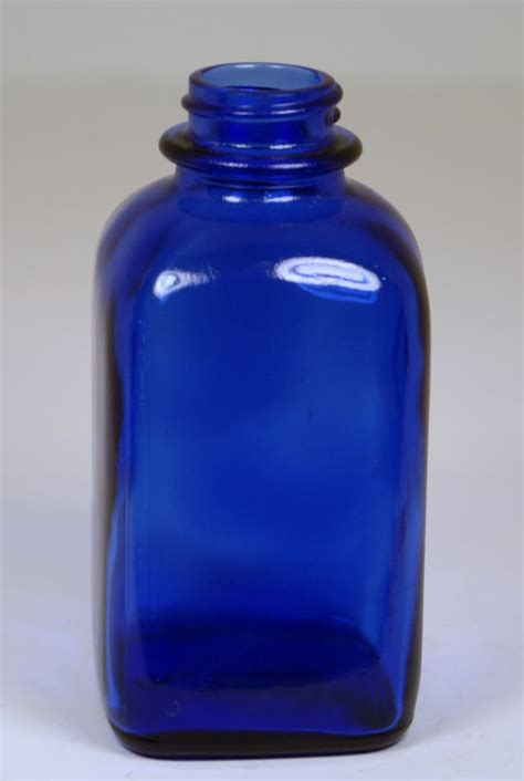 Vintage Cobalt Blue Glass Square Apothecary Bottle Etsy