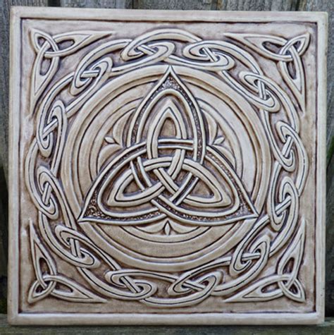 Decorative Handmade Ceramic Tile Finished Celtic Trinity