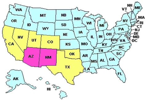 Southwest Us Map Color 2018