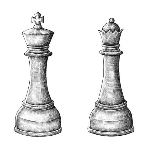 Queen and king chess pieces coloring page free printable coloring. Hand-drawn chess king and queen illustration | free image ...