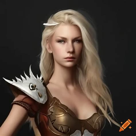 Blonde Model In Dragon Armor On Craiyon