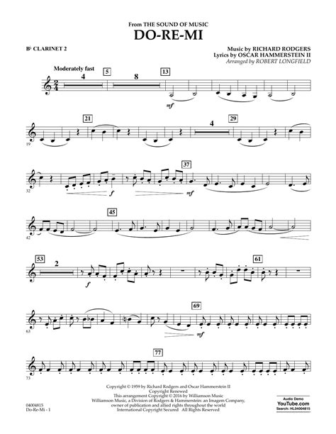 Do Re Mi From The Sound Of Music Bb Clarinet 2 Sheet Music Robert