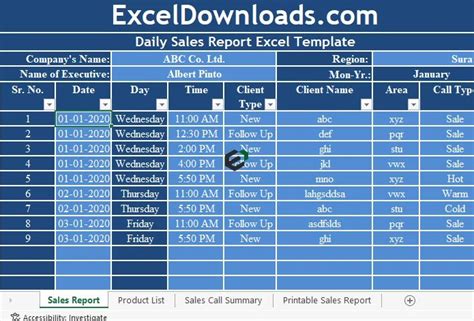 Free Daily Sales Report Sales And Marketing Templates