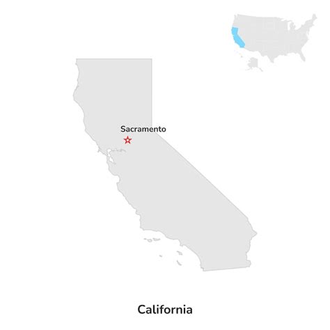 contorno do mapa do condado do estado americano da califórnia dos eua no fundo branco vetor