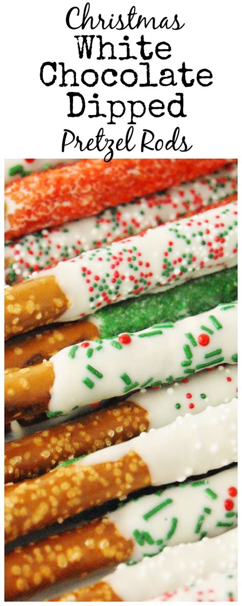 Christmas White Chocolate Dipped Pretzel Rods The