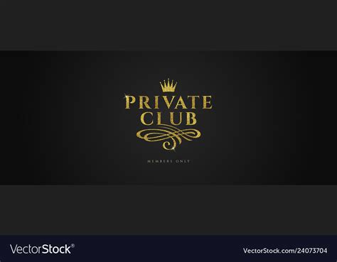 Private Club Glitter Gold Logo With Crown Vector Image