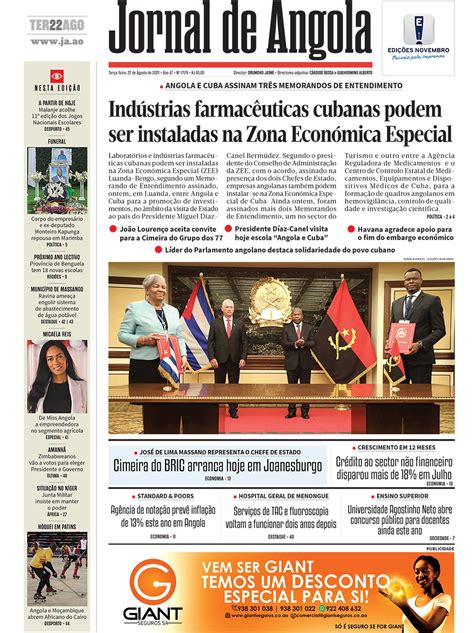 Jornal De Angola Terça 22 De Agosto De 2023