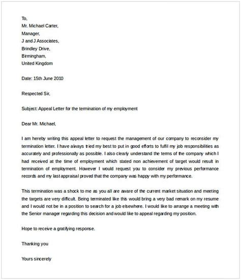template termination letter format sample mous syusa