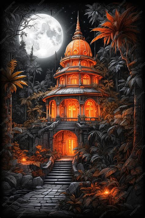 Premium AI Image | Watercolor art of forest with moonlight landscape