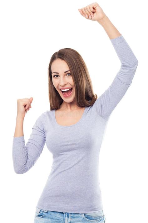 Young Woman Cheering Stock Photo Image Of Satisfaction 35202664