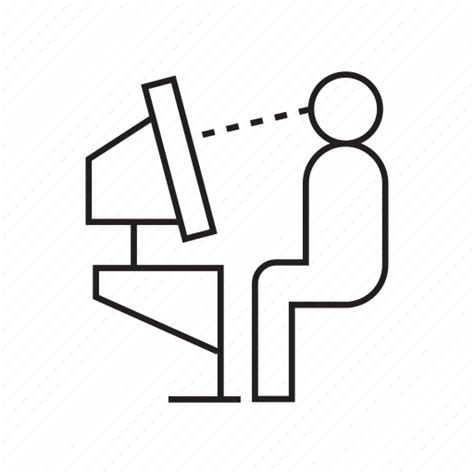 Computer Desktop Monitoring Office Sitting Working Icon