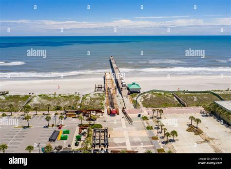 Aerial Photo Jacksonville Beach Fishing Pier Travel Destination Stock