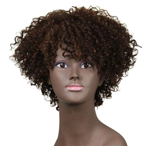 Off Short Side Bang Colormix Fluffy Afro Kinky Curly Synthetic Wig Rosegal
