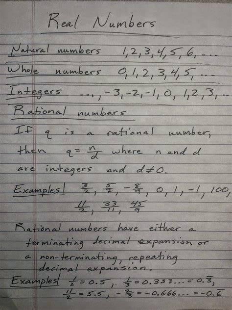 The Real Numbers Notes Jeremy Nallys Mathematics Tutorials
