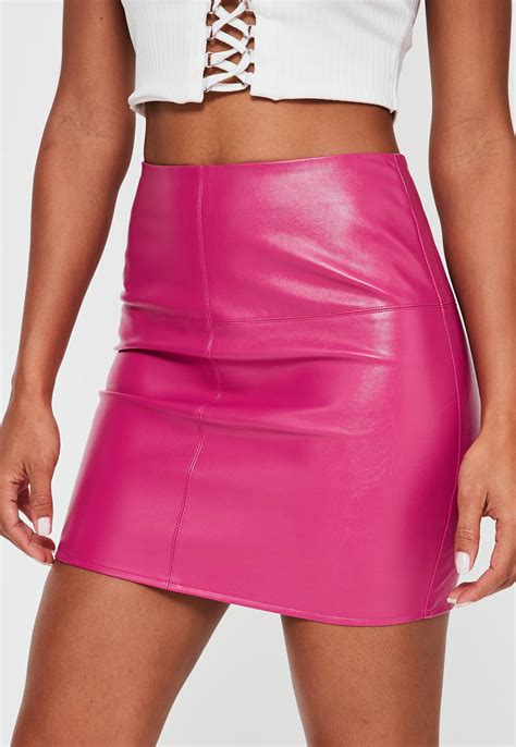Missguided Pink Faux Leather Mini Skirt Lyst