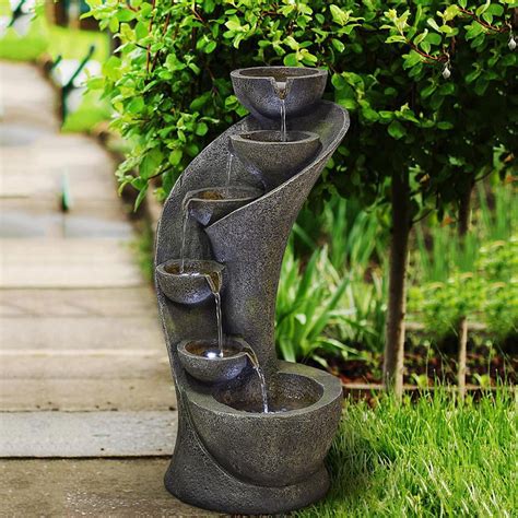Aoolive Outdoor Floor Water Fountain With Led Light 23 35 High