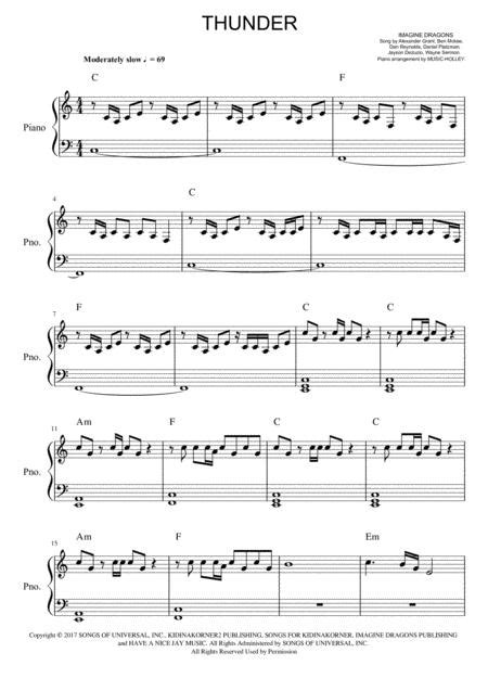 Free easy and beginning color coded violin and fiddle sheet music. Imagine Dragons - Thunder (easy Piano) By Imagine Dragons ...
