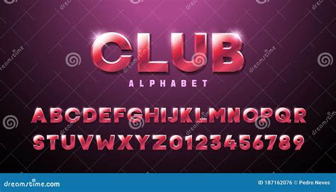 Pink Red Three Dimensional Font Effect Club Alphabet Premium Modern