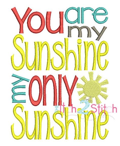 You Are My Sunshine Embroidery Design In 6 Sizes Instant Etsy