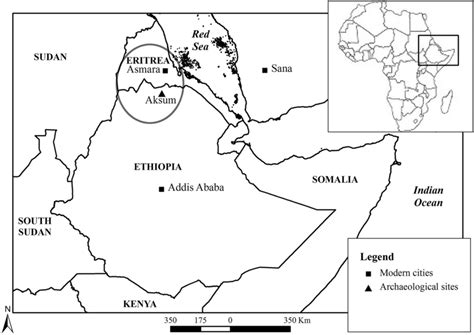 Map The Northern Horn Of Africa With The Location Of The Aksumite