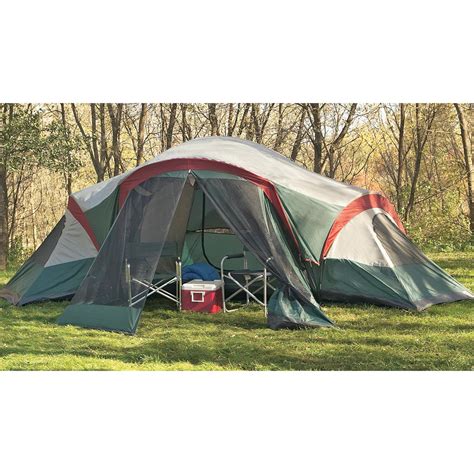 The screened room provides a space that is safe from insects. Guide Gear™ 3-room Family Dome Tent with Screened Porch ...
