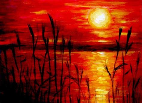 Sunset Acrylic Painting By Belka10 On Deviantart Sunset Painting