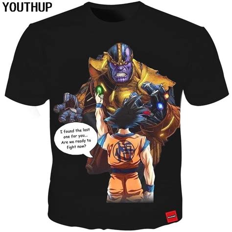 Youthup 2018 Nowe Letnie 3d T Shirty Mężczyźni Druku Thanos Vs Dragon Ball Goku Trójniki Topy