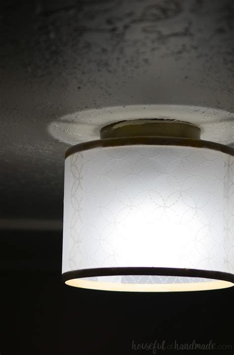 This diy lighting is a quick, easy and inexpensive way to achieve a glam lighting on a budget. DIY Drum Ceiling Light Upcycle - a Houseful of Handmade