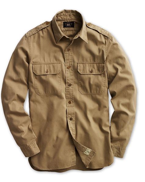 Ralph Lauren Rrl Twill Military Shirt In Classic Khaki Modesens