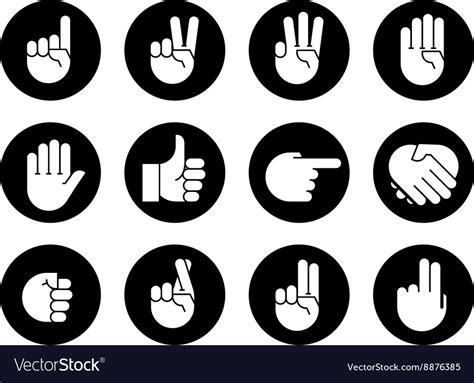 Hand Gestures Icons Set Royalty Free Vector Image