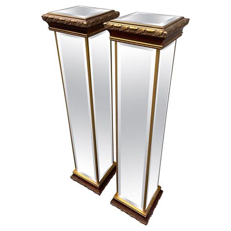 Skyscraper Style Mirrored Pedestal With Hand Beveled Panels At 1stdibs