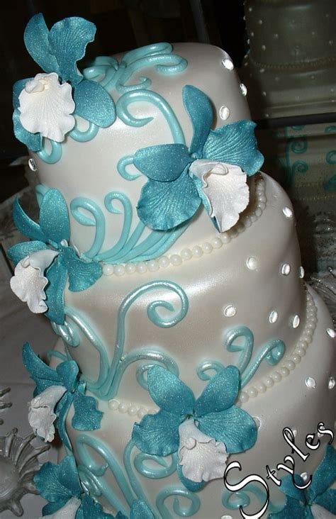 cakes by styles wedding cake turquoise orchids