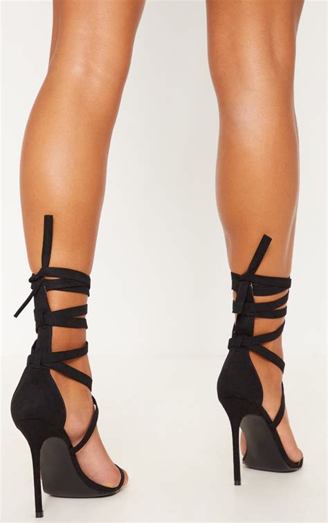 Black Pointed Toe Ankle Tie High Heels Prettylittlething