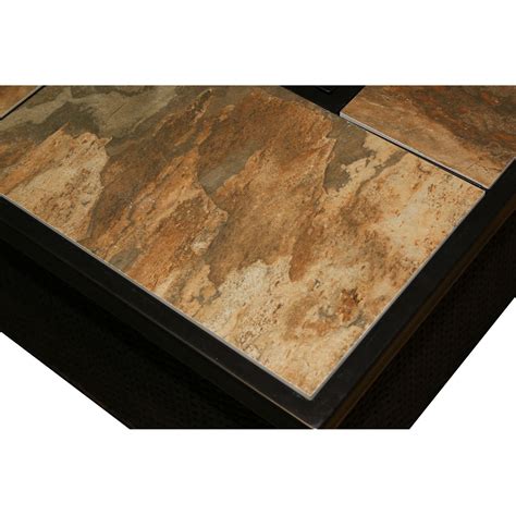 Hanover Woven 40000 Btu Fire Pit Coffee Table With Porcelain Tile Top