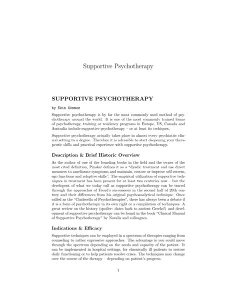 Pdf Supportive Psychotherapy