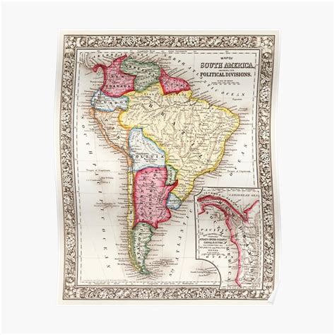 Vintage Map Of South America Poster For Sale By Suziqprayers427