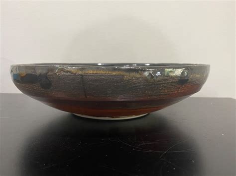 Large Ceramic Blackred Bowl Modern Ceramic Bowl Ceramic Etsy