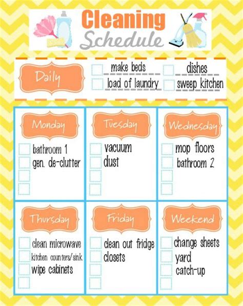 21 Sample Weekly House Cleaning Schedule Images Sample Factory Shop