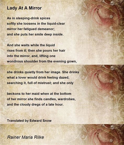 Lady At A Mirror Poem By Rainer Maria Rilke Poem Hunter