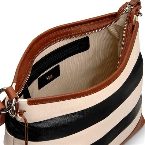 Radley Stripe Leather Shoulder Bag In Blackcream Black Lyst