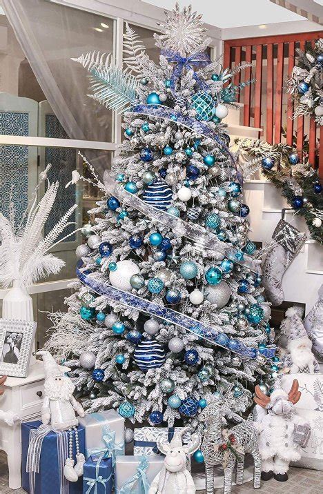Blue And White Christmas Tree Luxury Ornaments For Christmas Decor